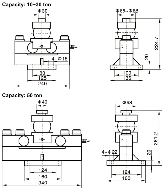 10 ton to 50 ton shear beam load cell dimesion 10 ton to 50 ton shear beam load cell dimesion